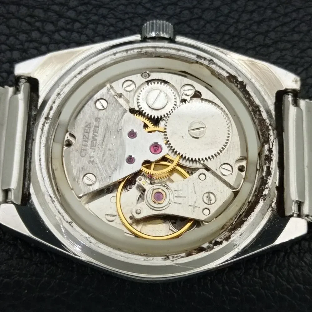 Vintage 1973 Citizen Manual Wound Mens Silver Watch W/Date & Silver accents